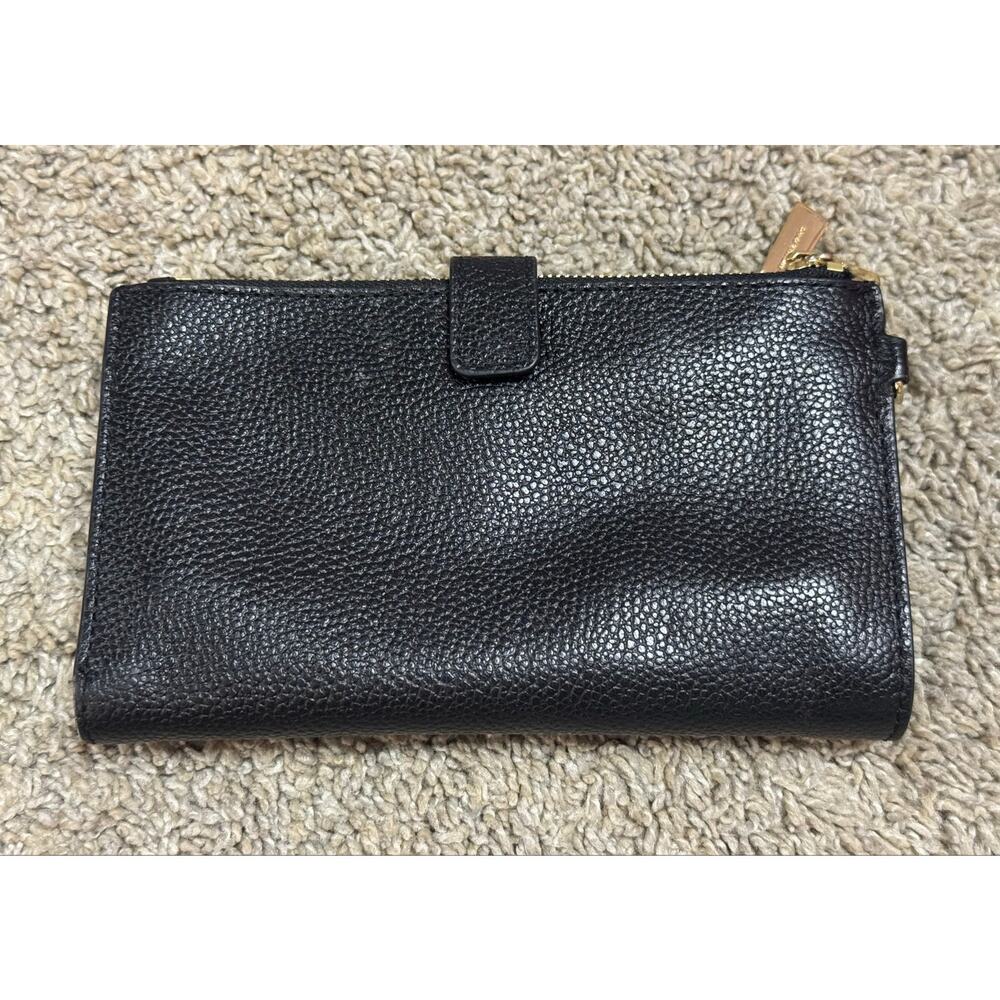 Michael Kors Jet Set Travel Large Pebbled Leather Wallet Clutch Black - Picture 3 of 8